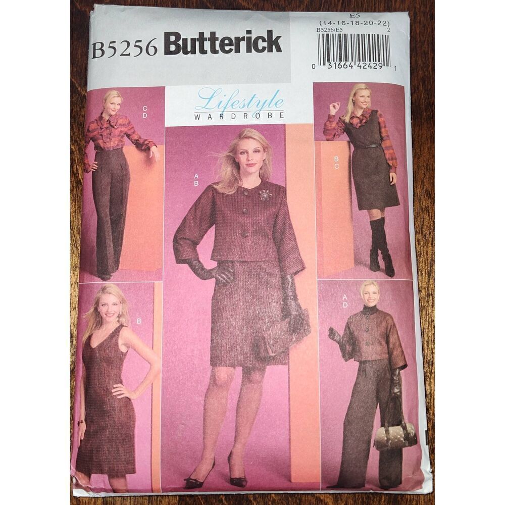 Butterick Pattern B5256 Life Wardrobe Dresses Coat Top Pants Size 14-22 UNCUT